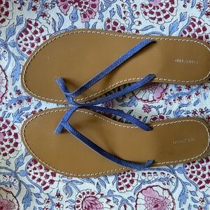 Lands End, cornflower blue suede Sandal, flip-flop style, Size 9